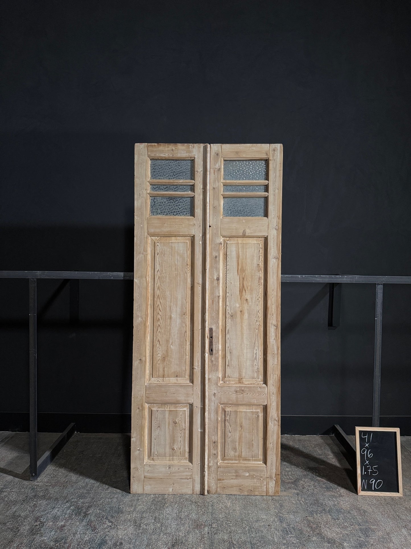 Antique Obscured Glass 3 Lite French Doors - 41x96 - N90