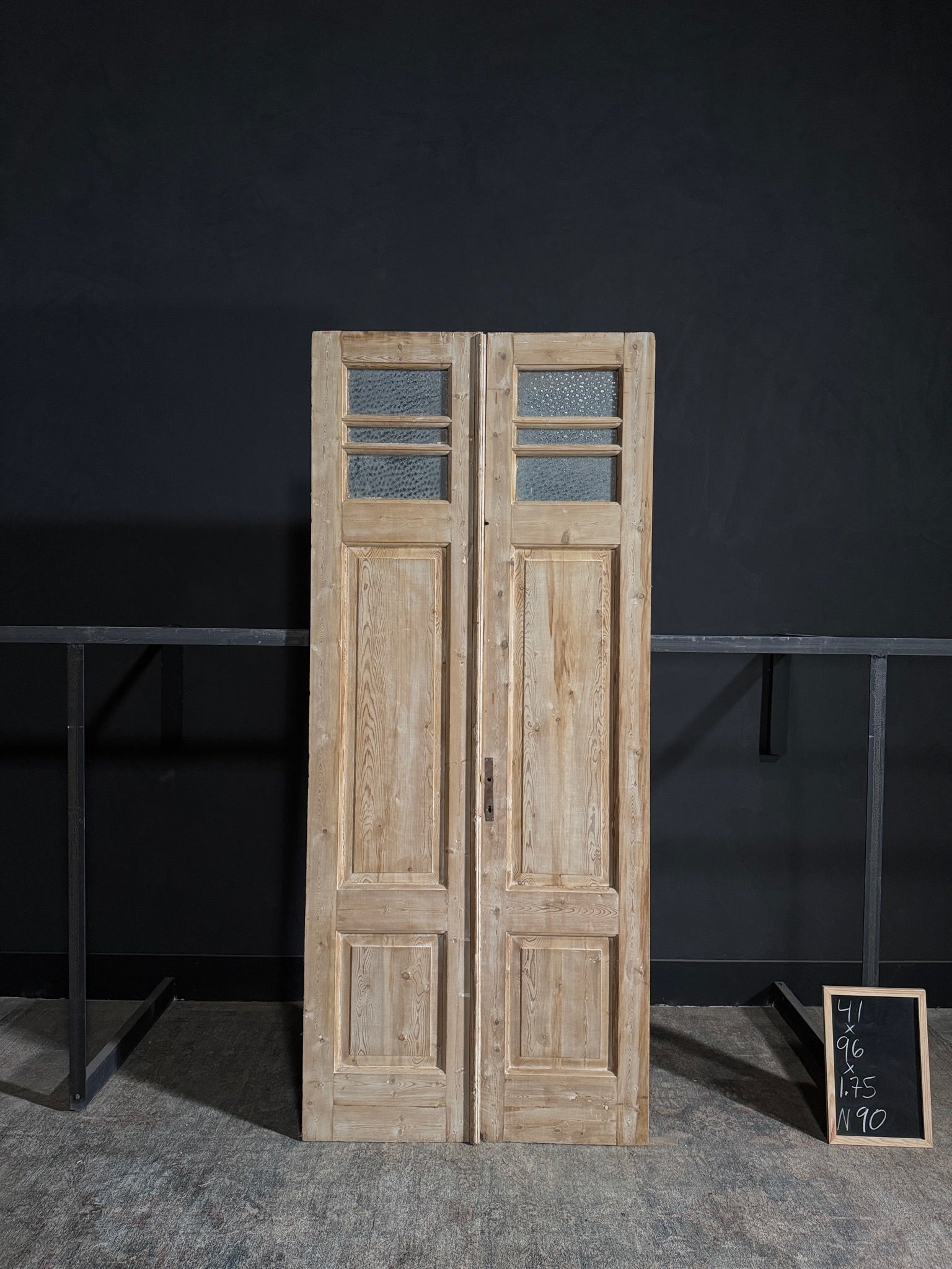Antique Obscured Glass 3 Lite French Doors - 41x96 - N90
