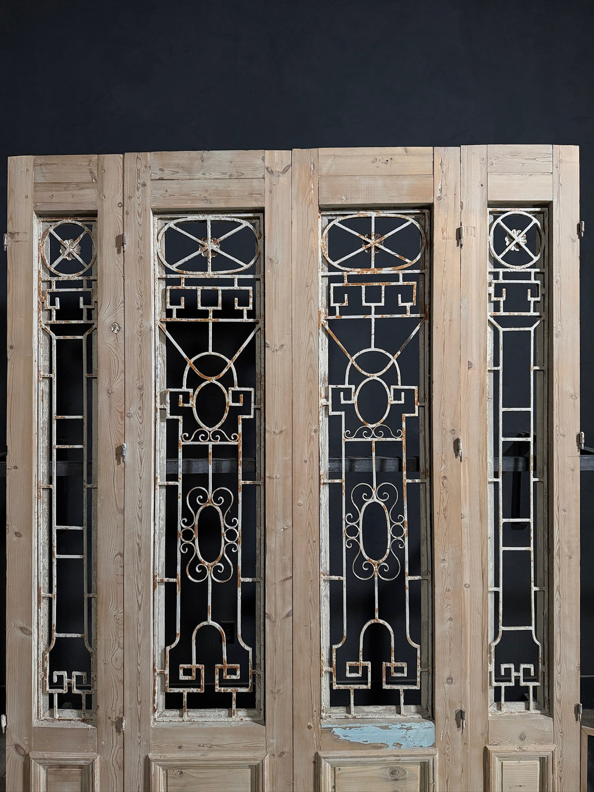 Antique Carved Iron French Doors - 82.25x104.5 - N709