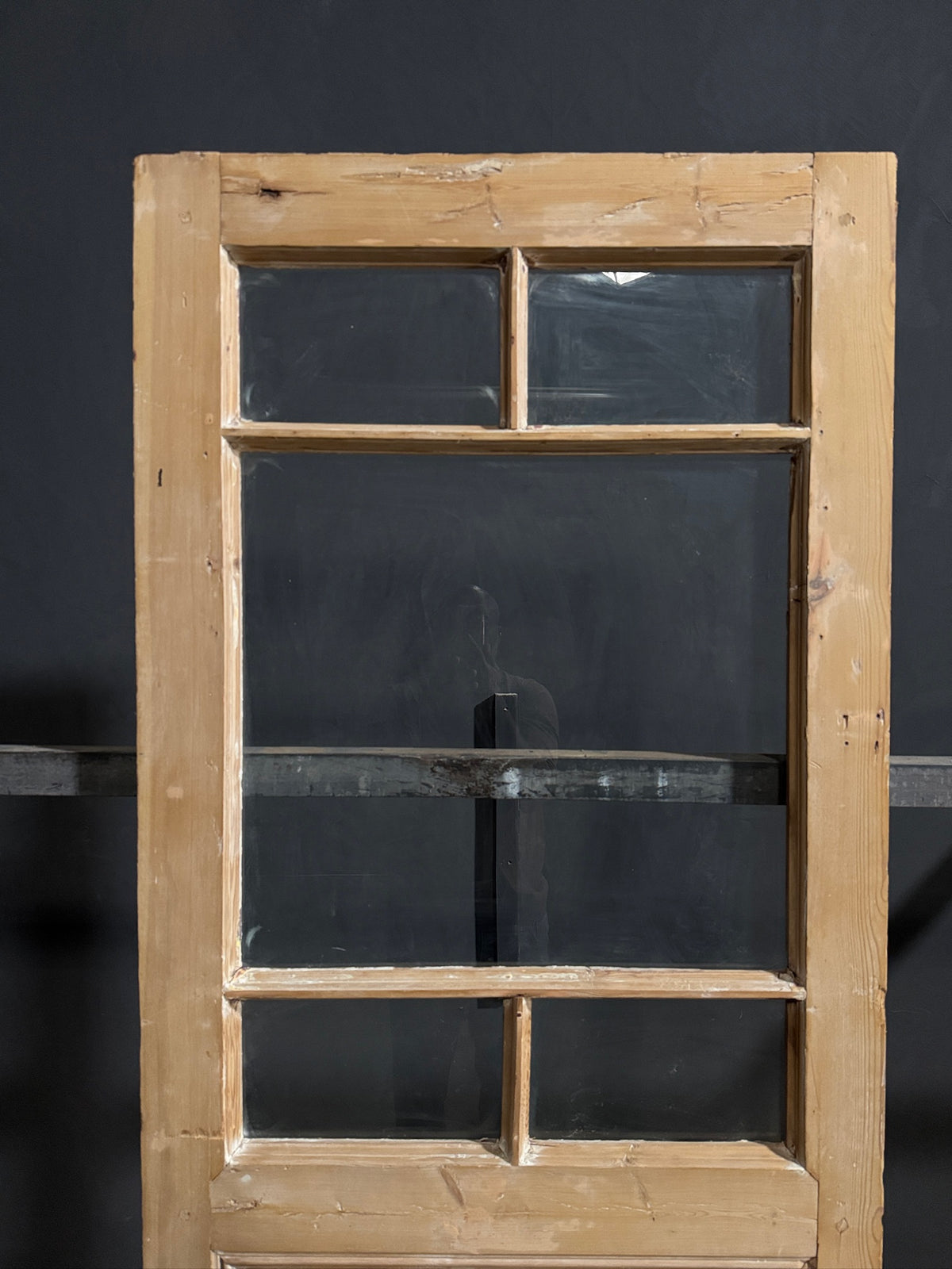 Antique Raised Panel Glass Pantry Door - 32.25x85 - N757