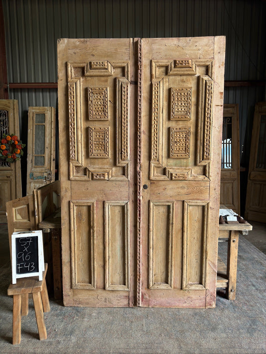 Egyptian Hand Carved Antique Doors - 57x96 F43 - Magnolia Antique Door Co.