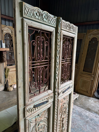 Egyptian Hand Carved Antique Iron Doors - 44.75x84.25 F11 - Magnolia Antique Door Co.