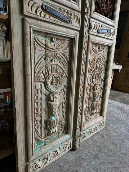 Egyptian Hand Carved Antique Iron Doors - 44.75x84.25 F11 - Magnolia Antique Door Co.
