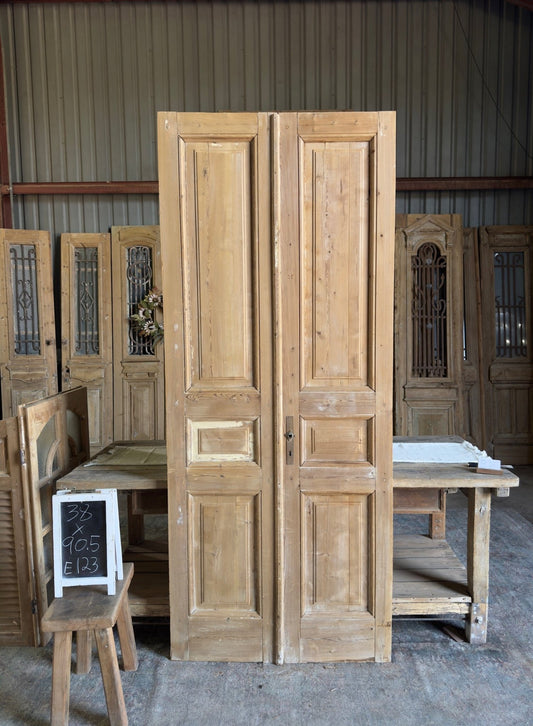 Elegant 3 Panel French Doors - 38x90.5 E123 - Magnolia Antique Door Co.