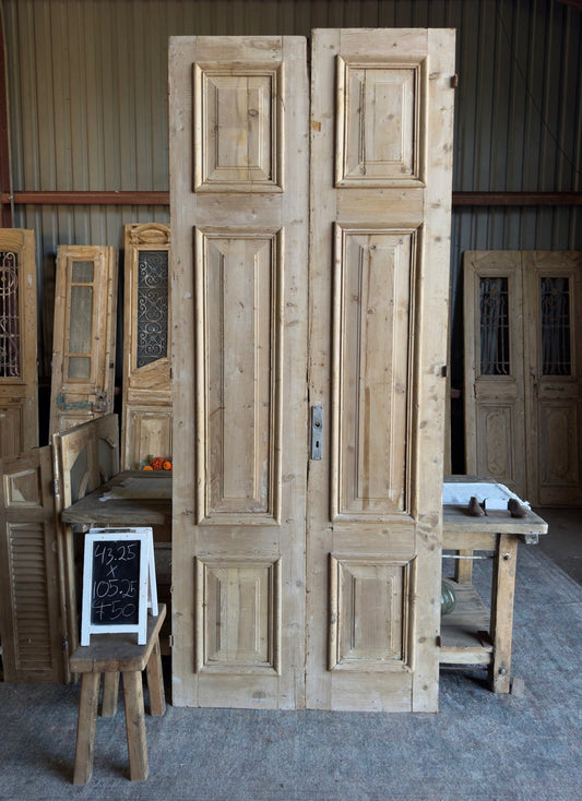 Elegant Solid French Doors - 43.25x105.25 F50 - Magnolia Antique Door Co.