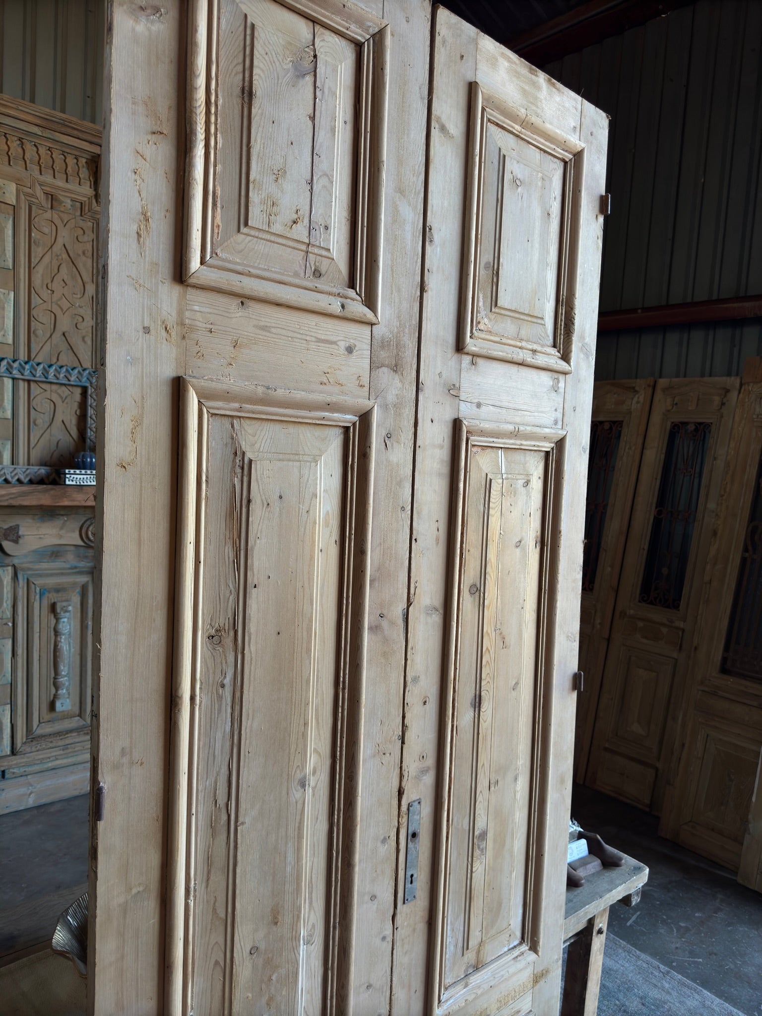 Elegant Solid French Doors - 43.25x106 F49 - Magnolia Antique Door Co.