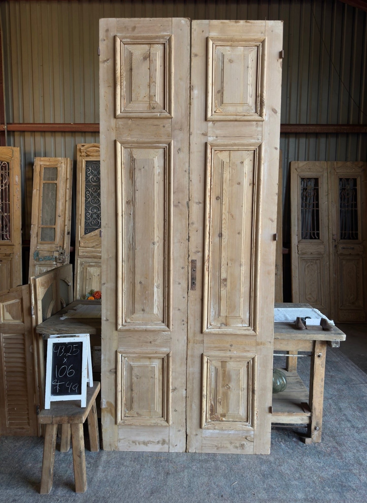 Elegant Solid French Doors - 43.25x106 F49 - Magnolia Antique Door Co.