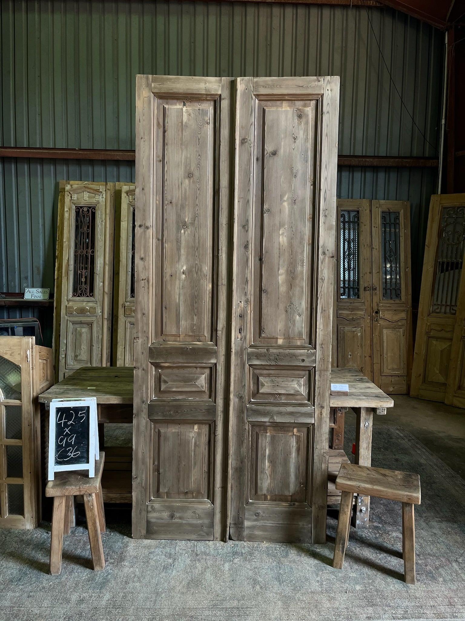 European Antique 3 Panel French Doors - 42.5x99 C36 - Magnolia Antique Door Co.