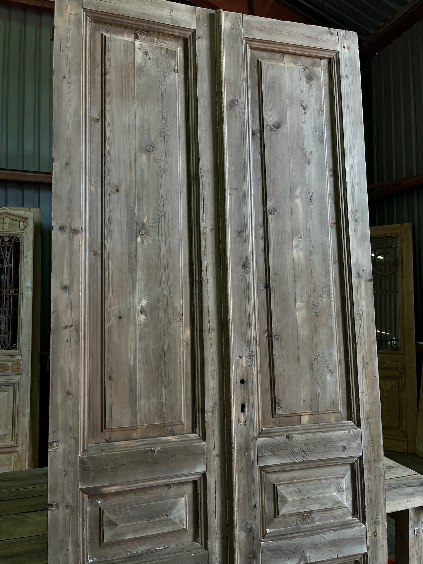 European Antique 3 Panel French Doors - 42.5x99 C36 - Magnolia Antique Door Co.