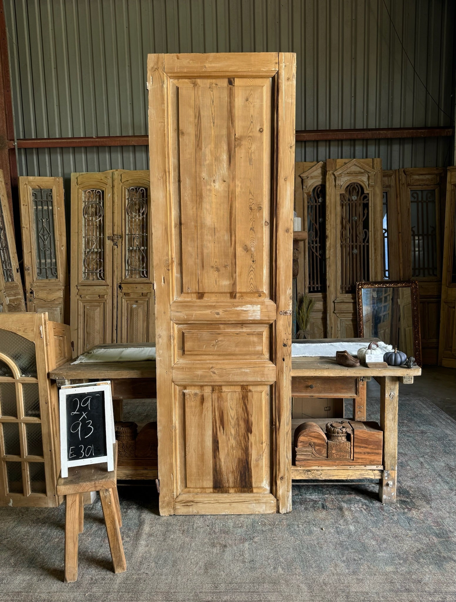 European Antique Solid Door - 29x93 E301 - Magnolia Antique Door Co.