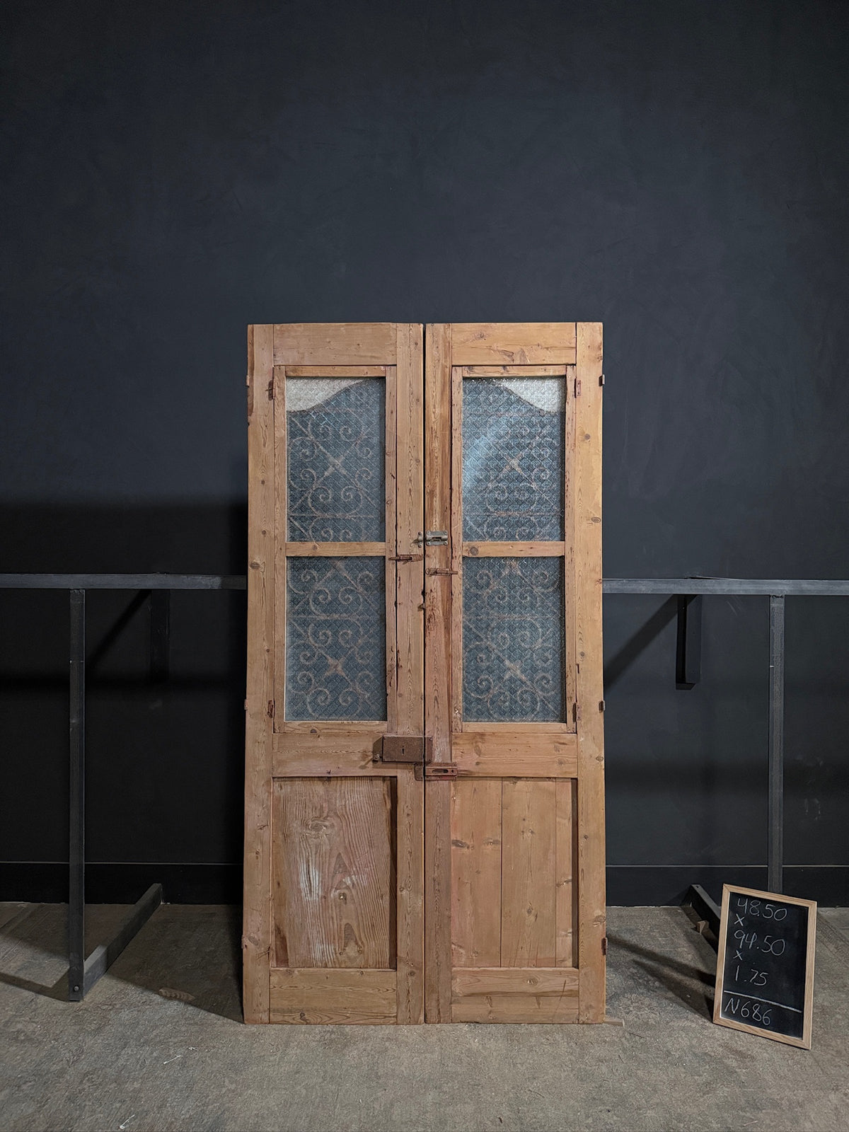 Antique Carved Iron French Doors - 48.5x94.5 - N686