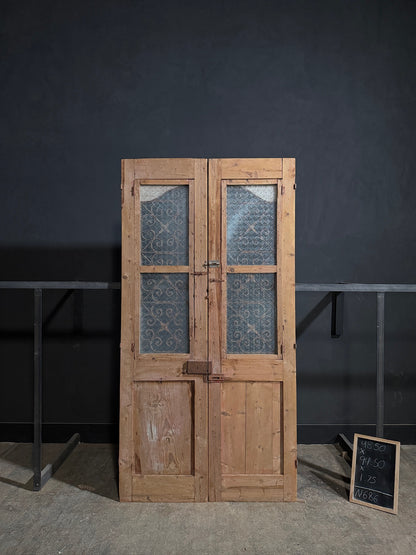 Antique Carved Iron French Doors - 48.5x94.5 - N686