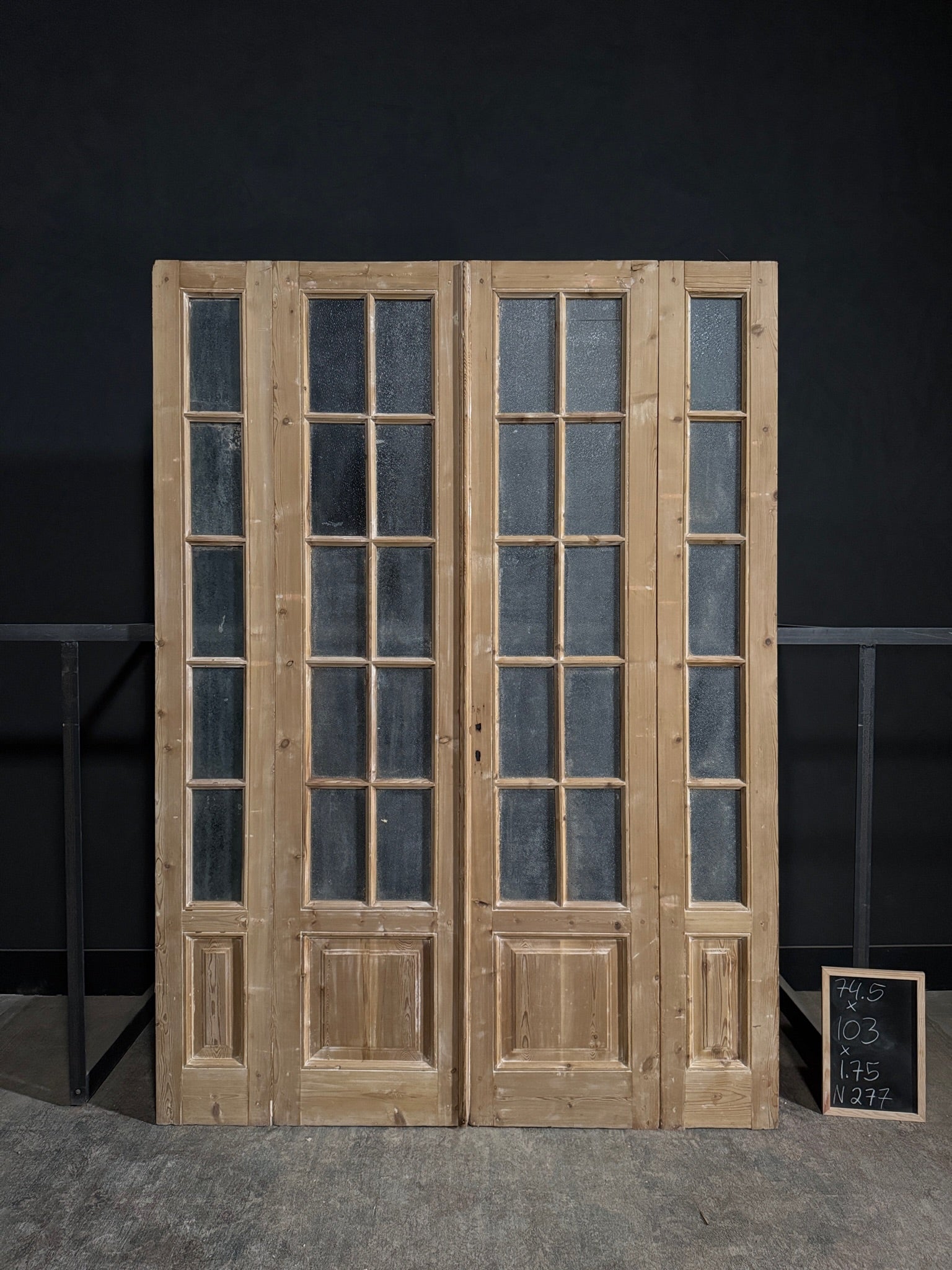 Antique Obscured Glass French Doors - 74.5x103 - N277