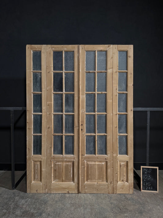 Antique Obscured Glass French Doors - 74.5x103 - N277