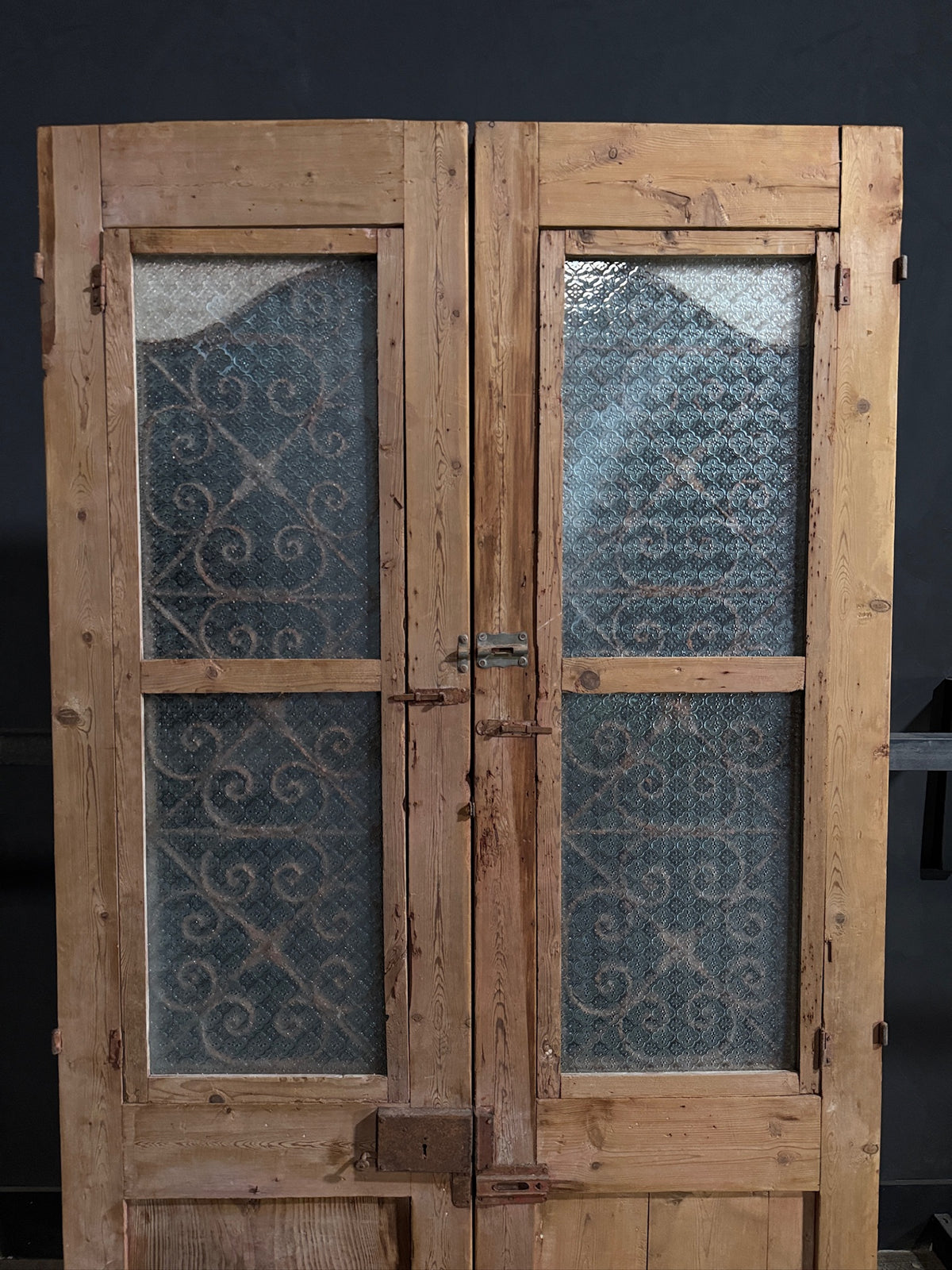 Antique Carved Iron French Doors - 48.5x94.5 - N686