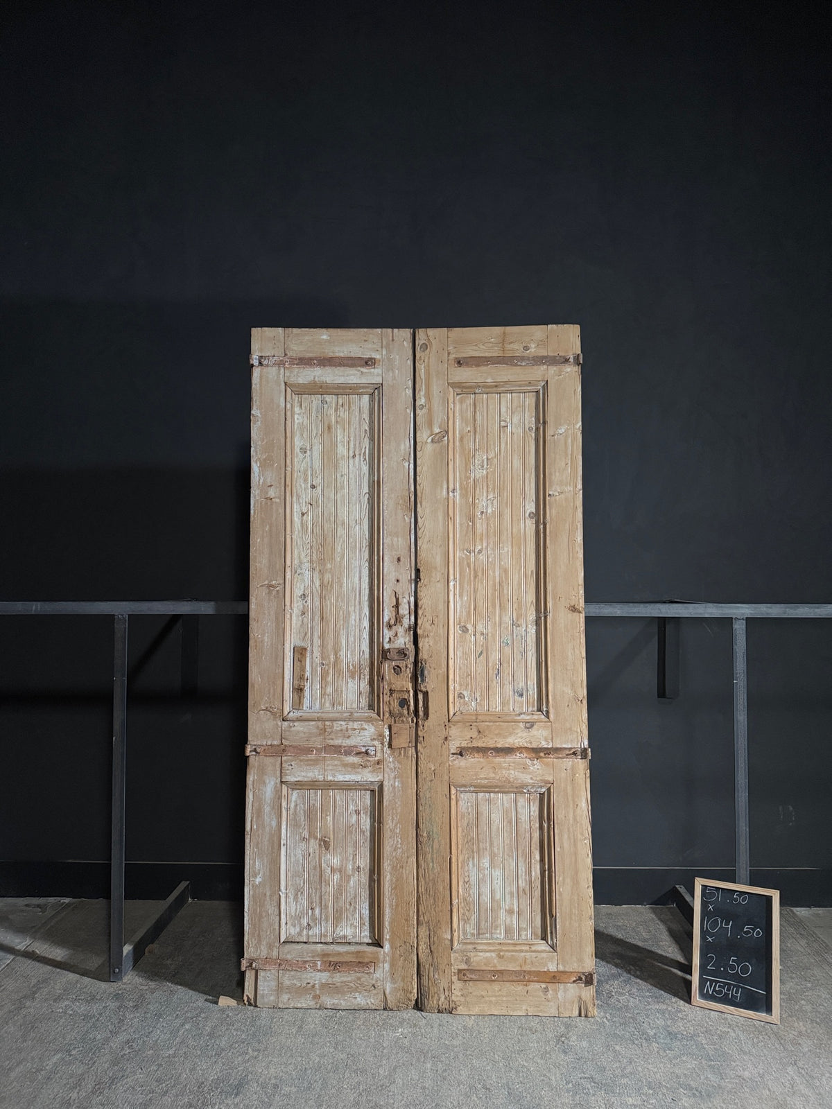 Antique Carved 3 Panel Double Doors - 51.5x104.5 - N544