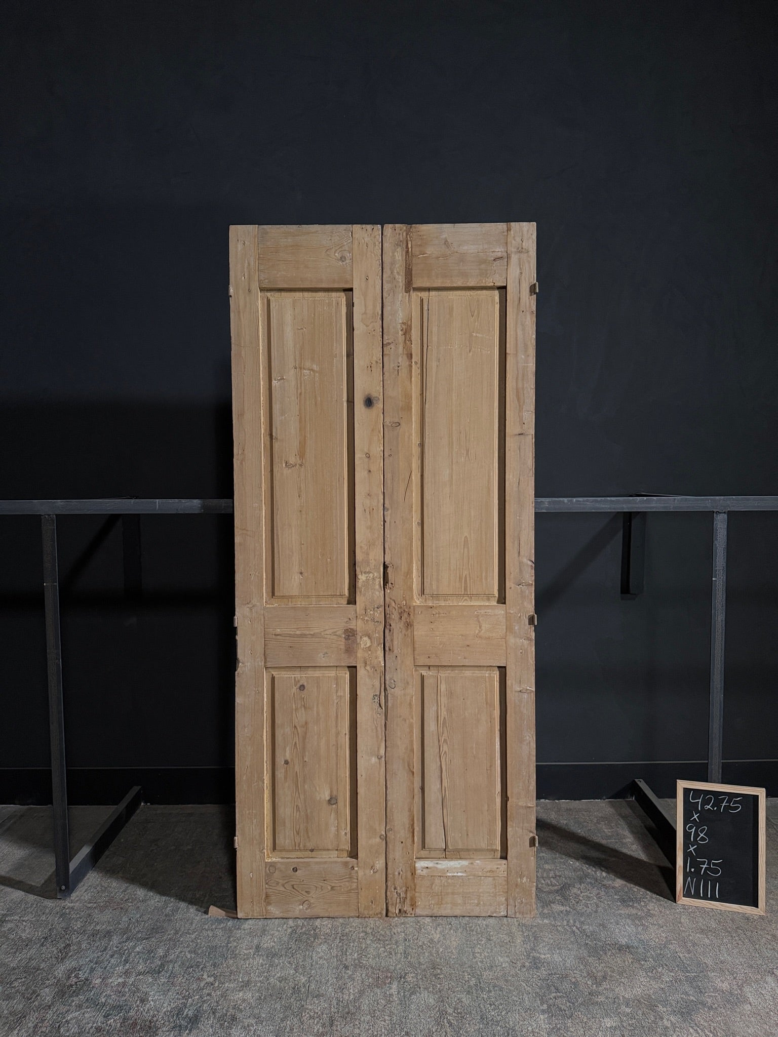 Antique Carved 3 Panel Double Doors - 42.75x98 - N111
