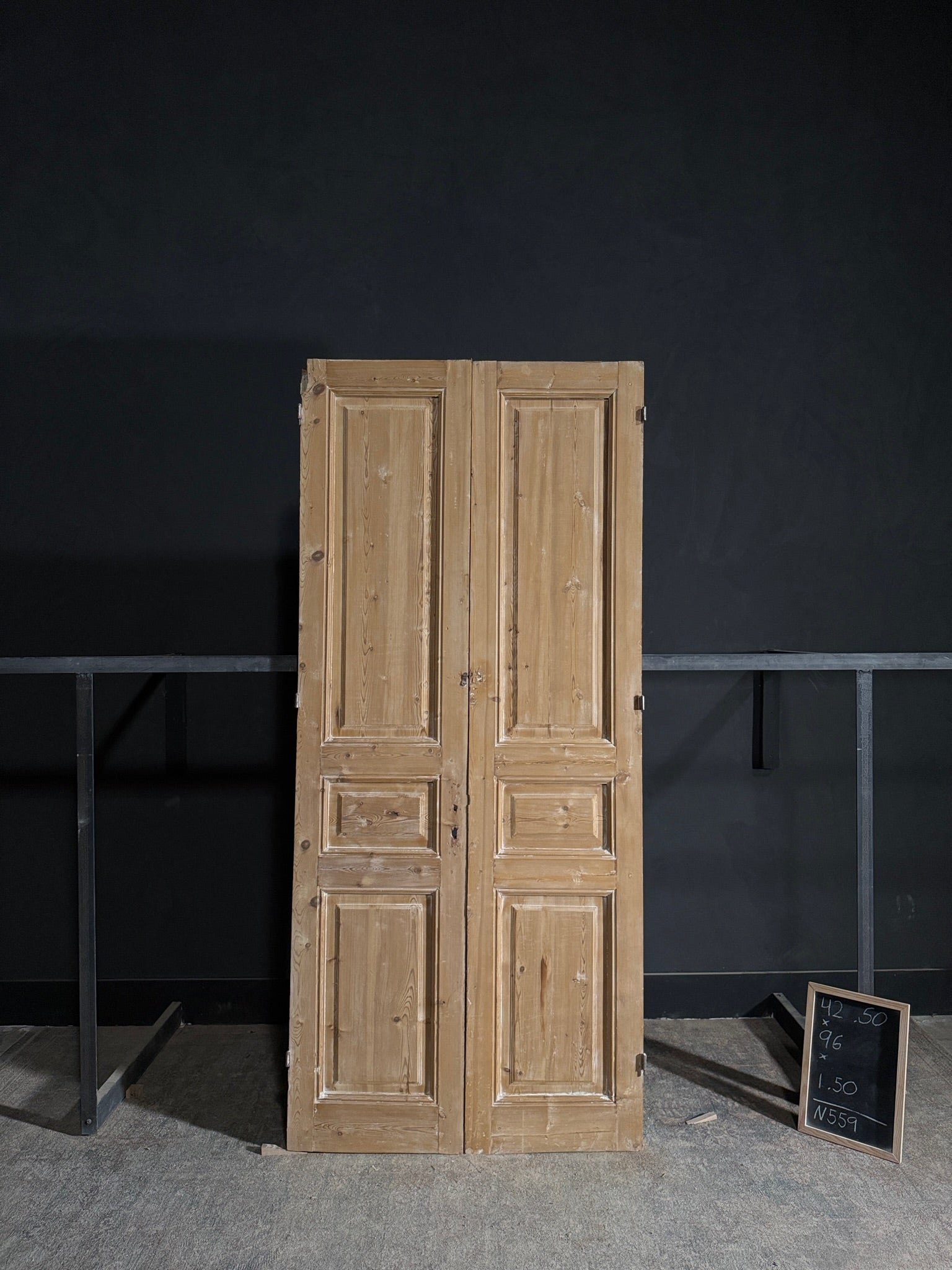 Antique 3 Panel Solid Double Doors - 42.5x96 - N559