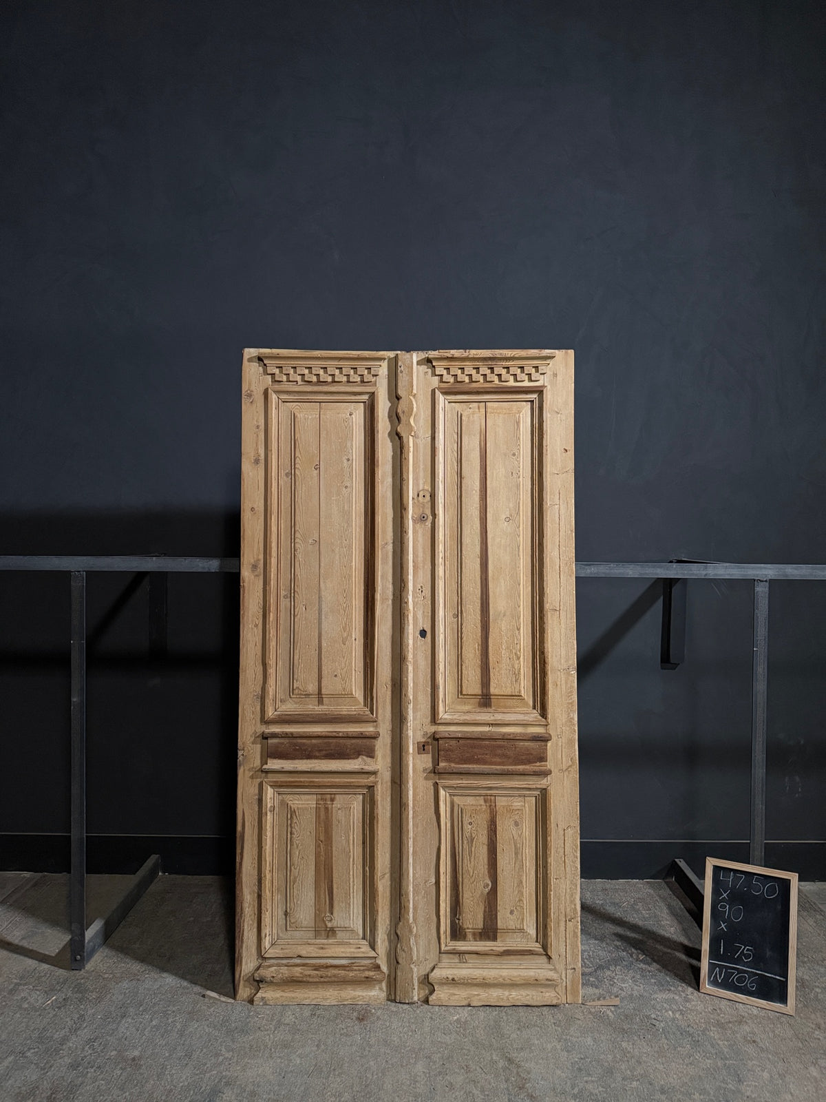 Antique Carved 3 Panel Double Doors - 47.5x90 - N706