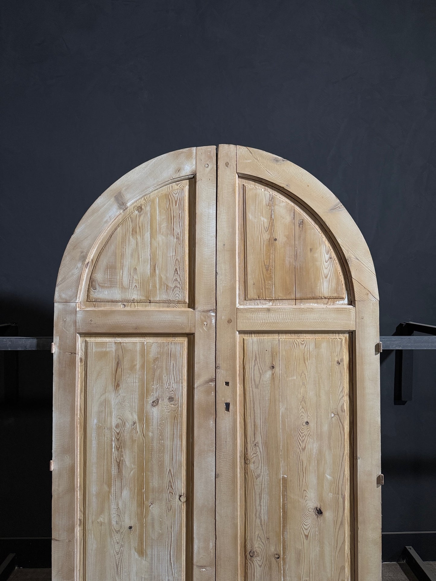 Antique Carved 2 Panel Arched Double Doors - 52x90.5 - N258