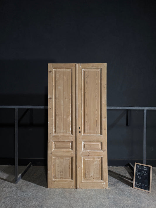Antique 3 Panel Solid Double Doors - 43.75x92.25 - N524