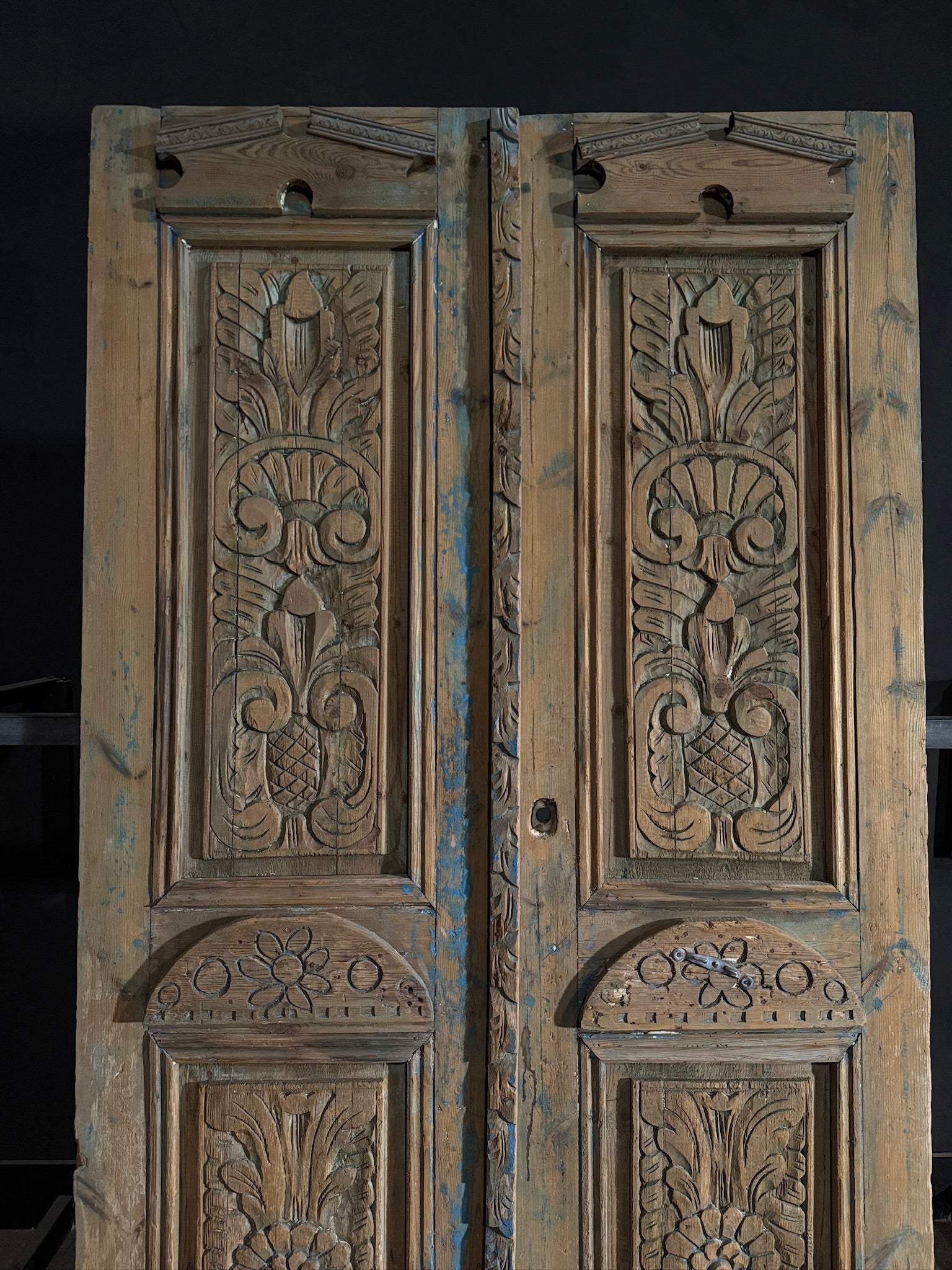 Antique Carved 2 Panel Double Doors - 56.25x101.25 - N412