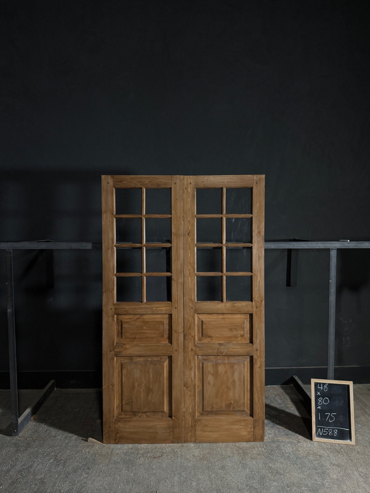 Waxed Handcrafted Glass 8 Lite French Doors - 48x80 - N588