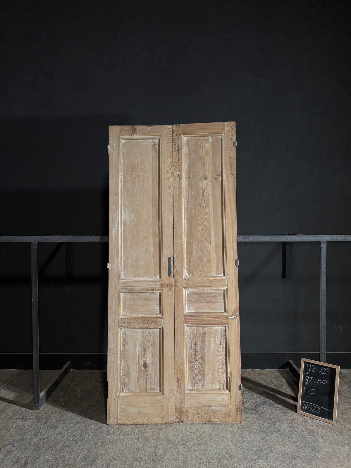 Antique 3 Panel Solid Double Doors - 42.75x97.5 - N523