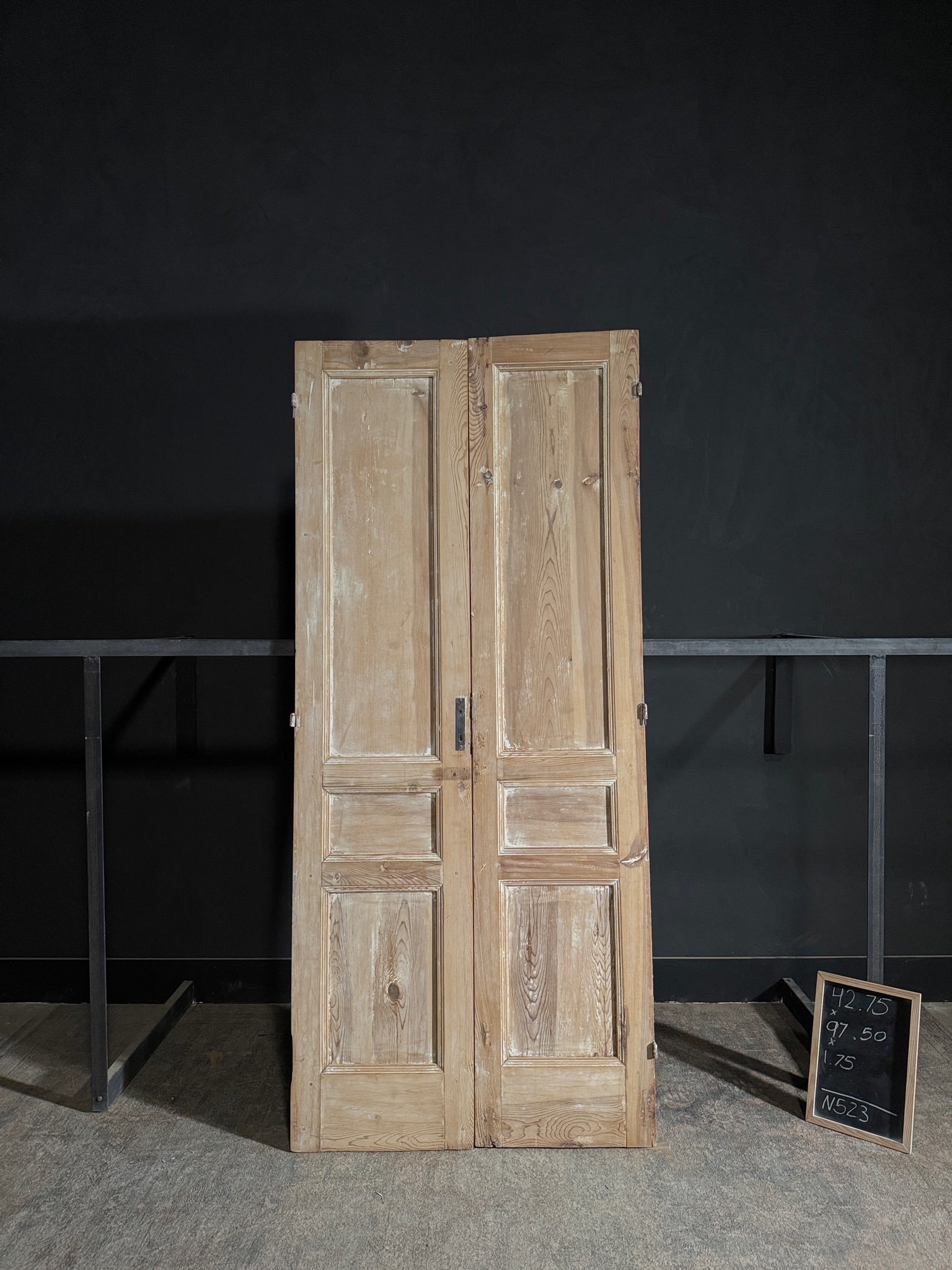 Antique 3 Panel Solid Double Doors - 42.75x97.5 - N523