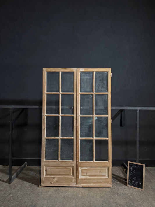 Antique Glass 8 Lite French Doors - 52.25x88 - N678
