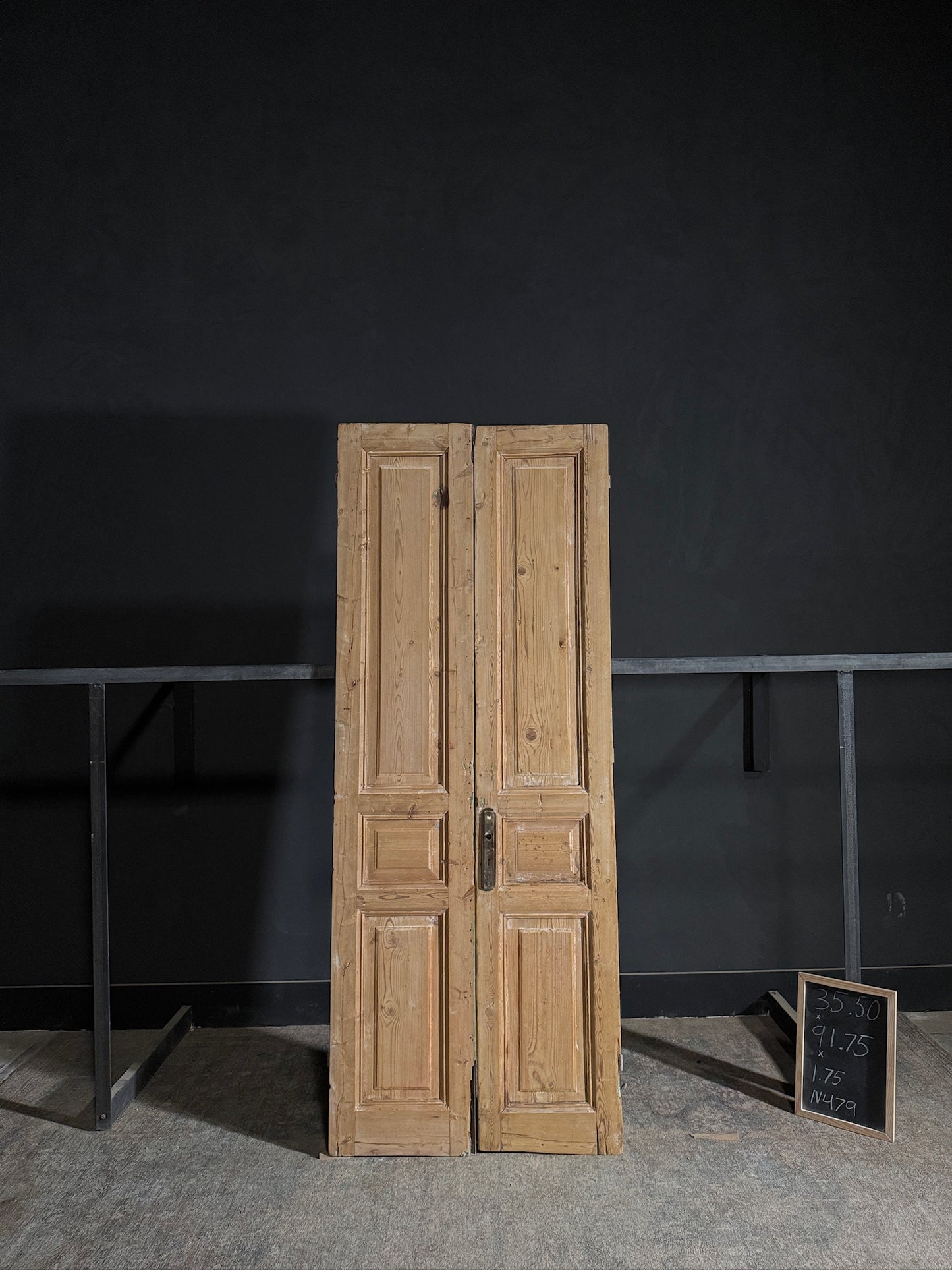 Antique 3 Panel Solid Double Doors - 35.5x91.75 - N479