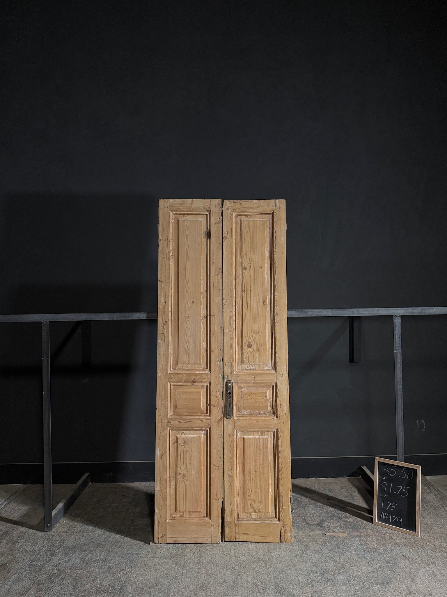 Antique 3 Panel Solid Double Doors - 35.5x91.75 - N479