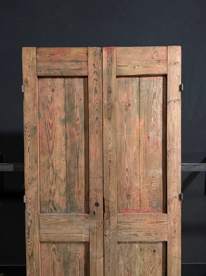 Antique Carved Solid Paneled Double Doors - 42.5x91.5 - N749