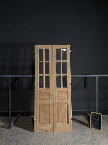 Antique Glass 6 Lite French Doors - 39.5x93.25 - N487