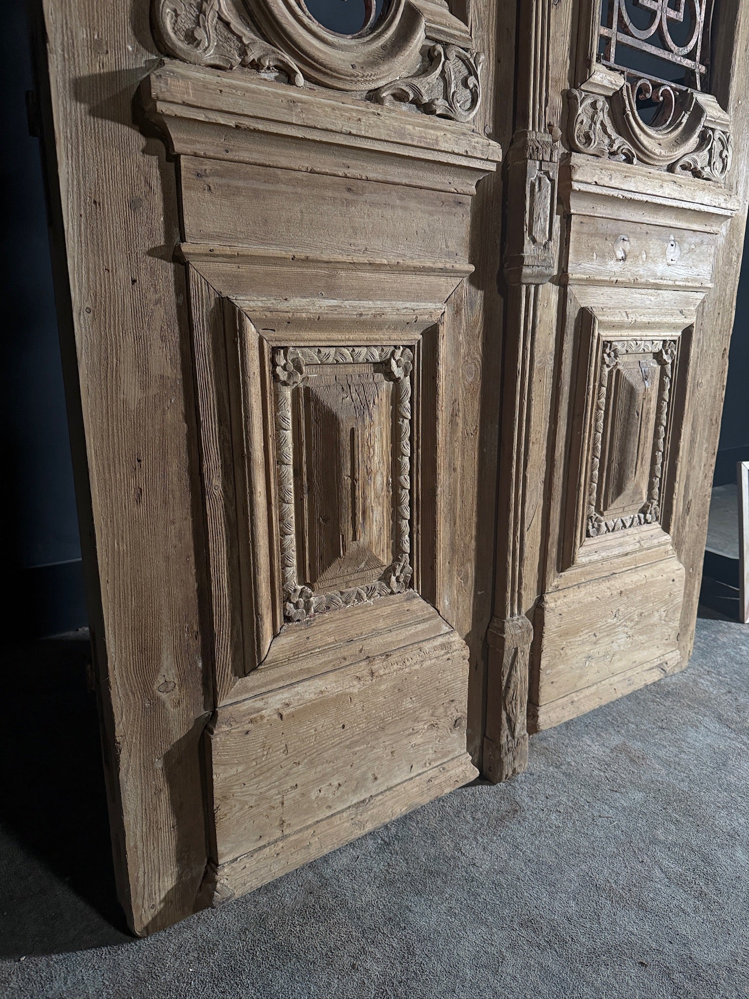 Antique Carved Iron French Doors - 53.5x100 - N589