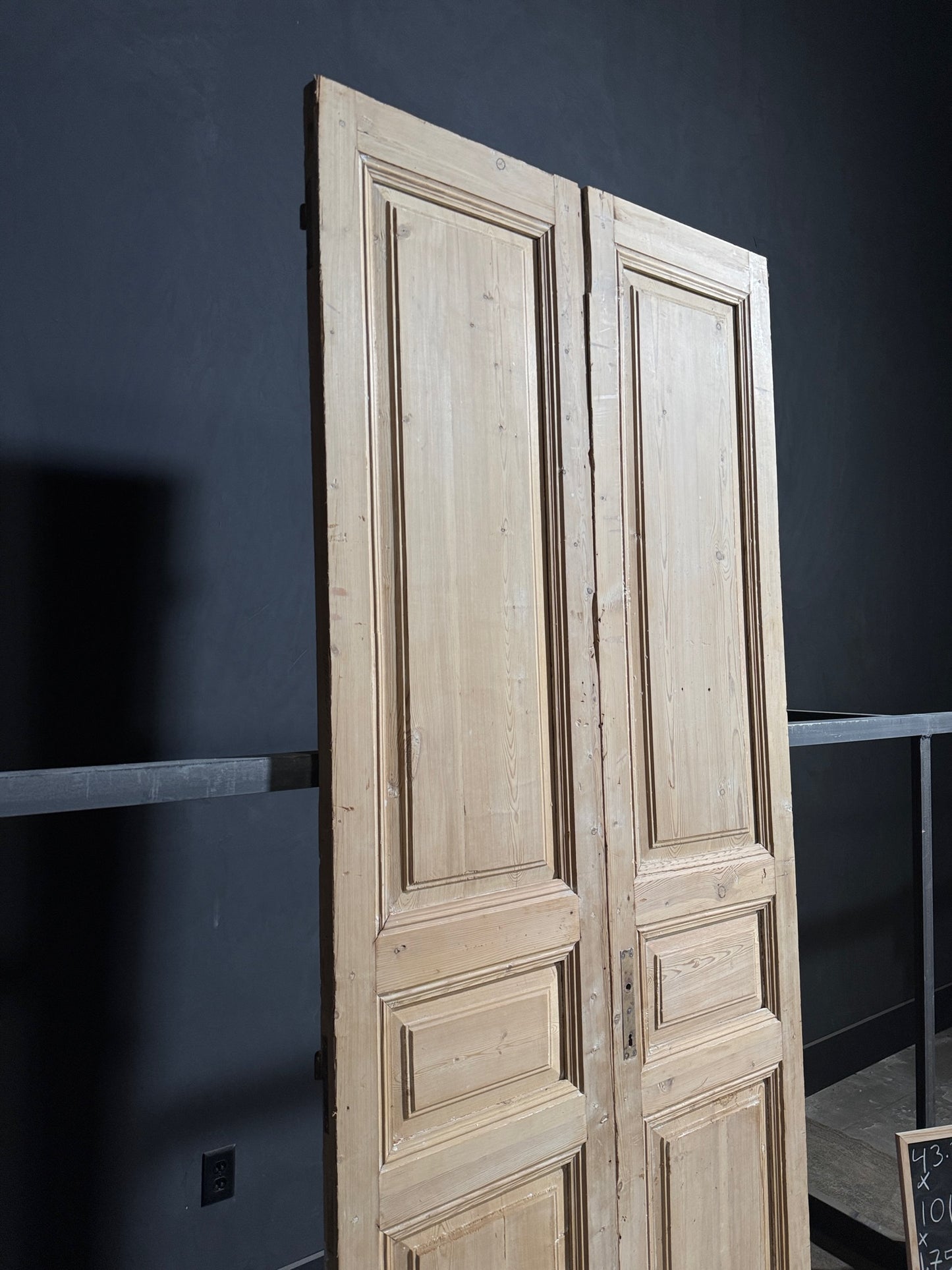 Antique 3 Panel Solid Double Doors - 43.25x101 - N159