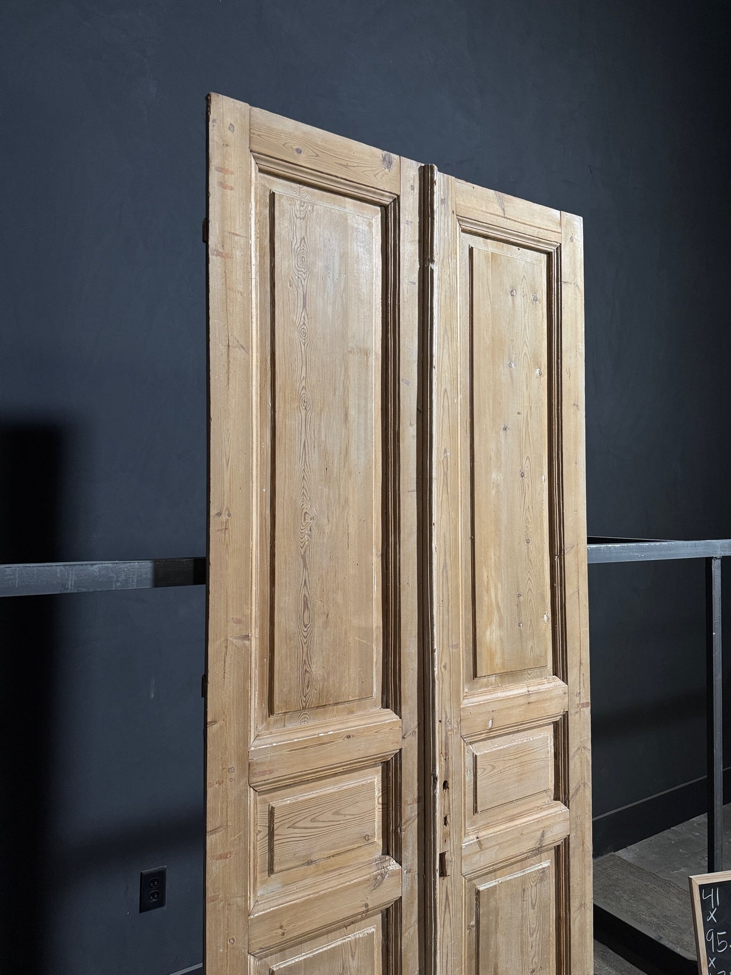 Antique 3 Panel Solid Double Doors - 41x95.25 - N158