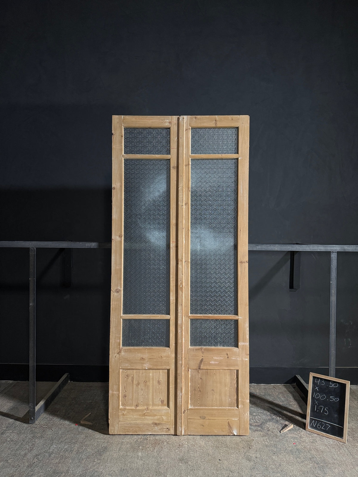 Antique Obscured Glass 2 Lite French Doors - 43.5x100.5 - N627