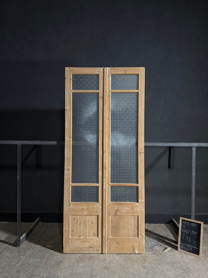 Antique Obscured Glass 2 Lite French Doors - 43.5x100.5 - N627