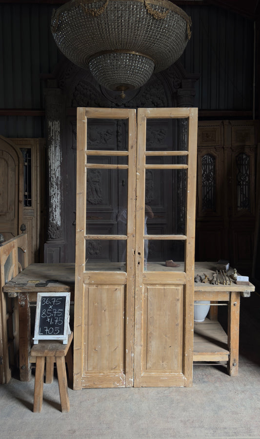 Antique Glass 4 Lite French Doors - 36.75x85.75 - L705