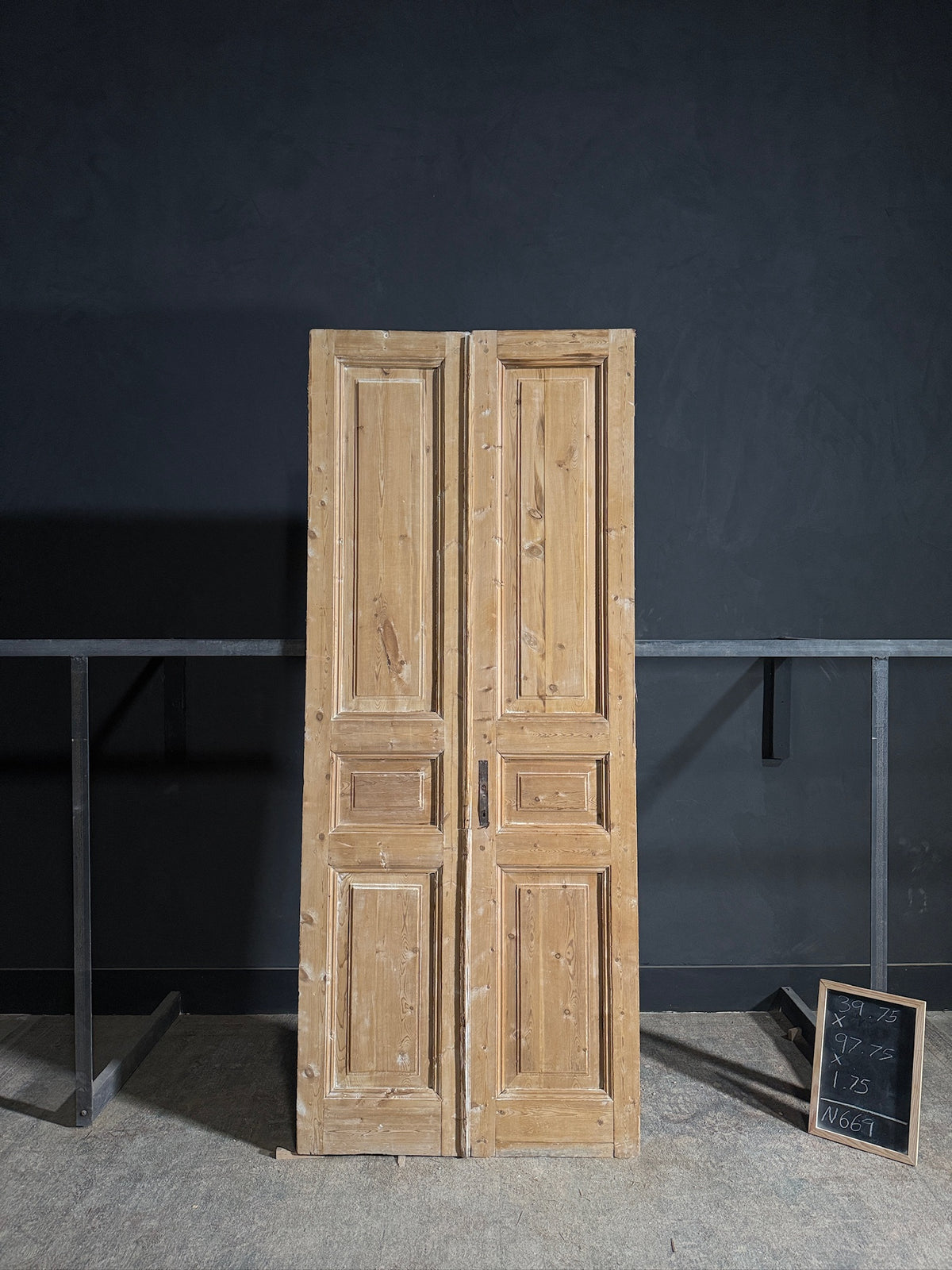 Antique 3 Panel Solid Double Doors - 39.75x97.75 - N669