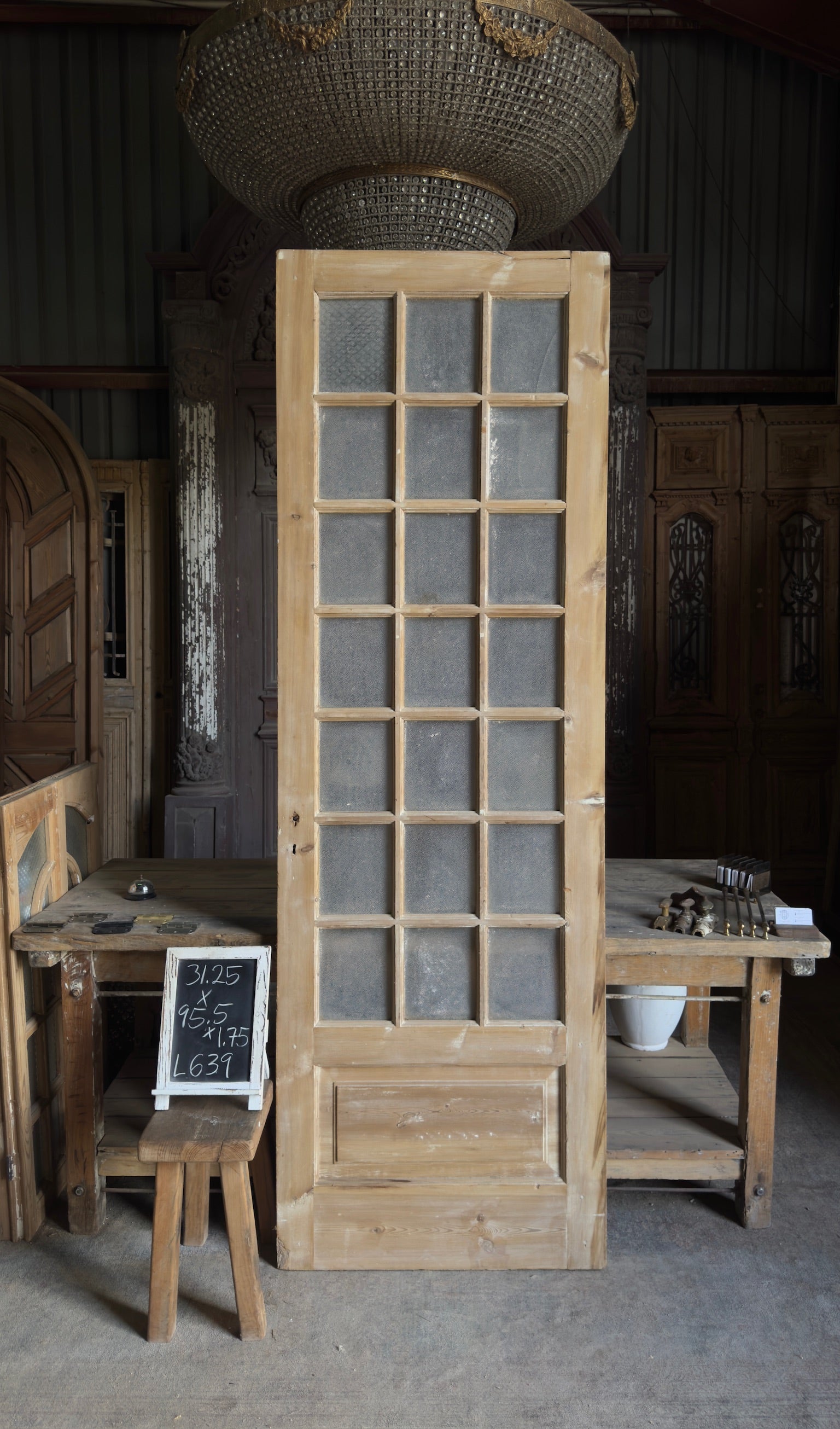 Antique Obscured Glass 18 Lite Door - 41.75x95.5 - L639