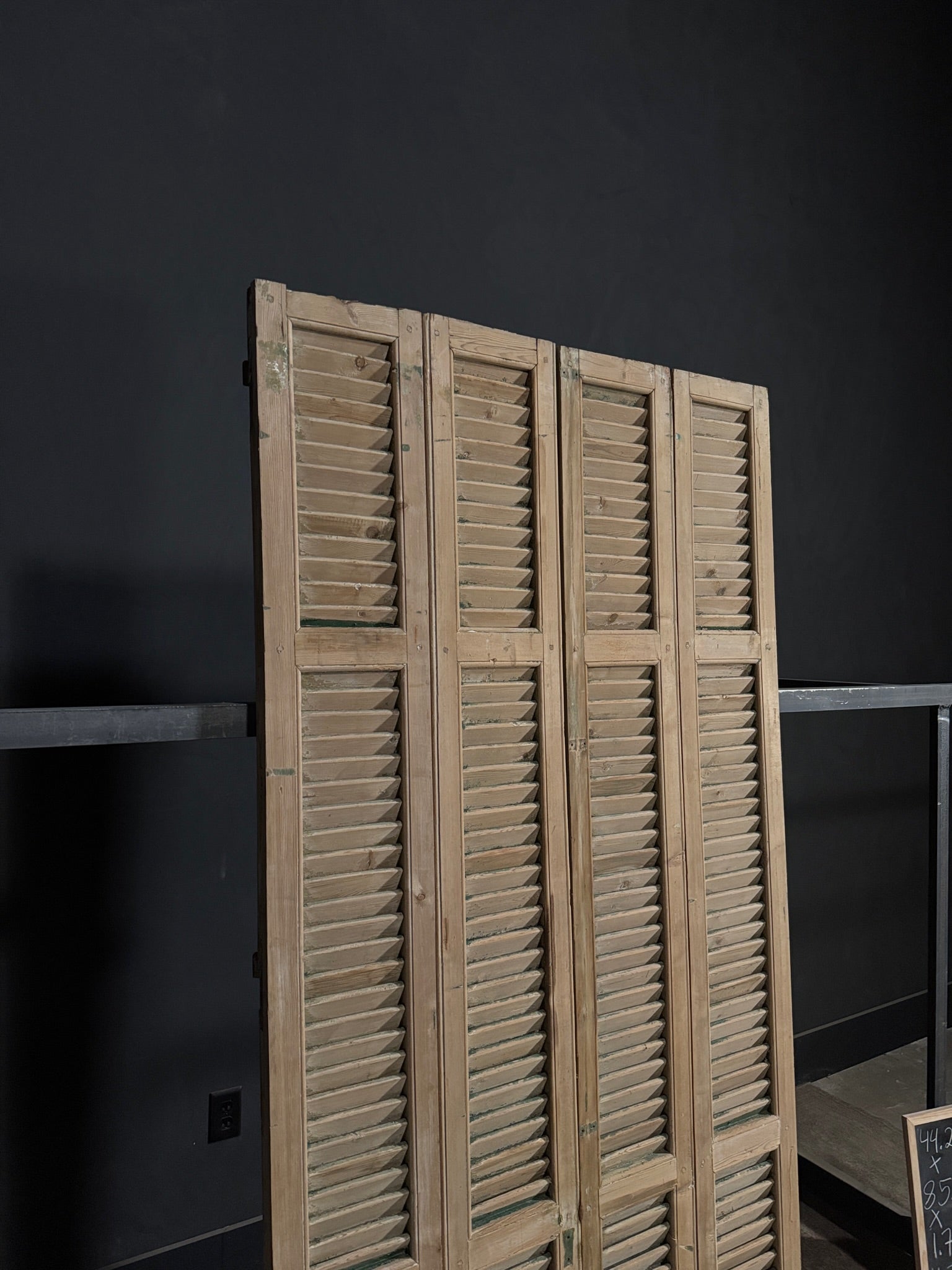 Antique Louvered 3 Panel Bi-Fold Doors - 44.25x85.5 - N302