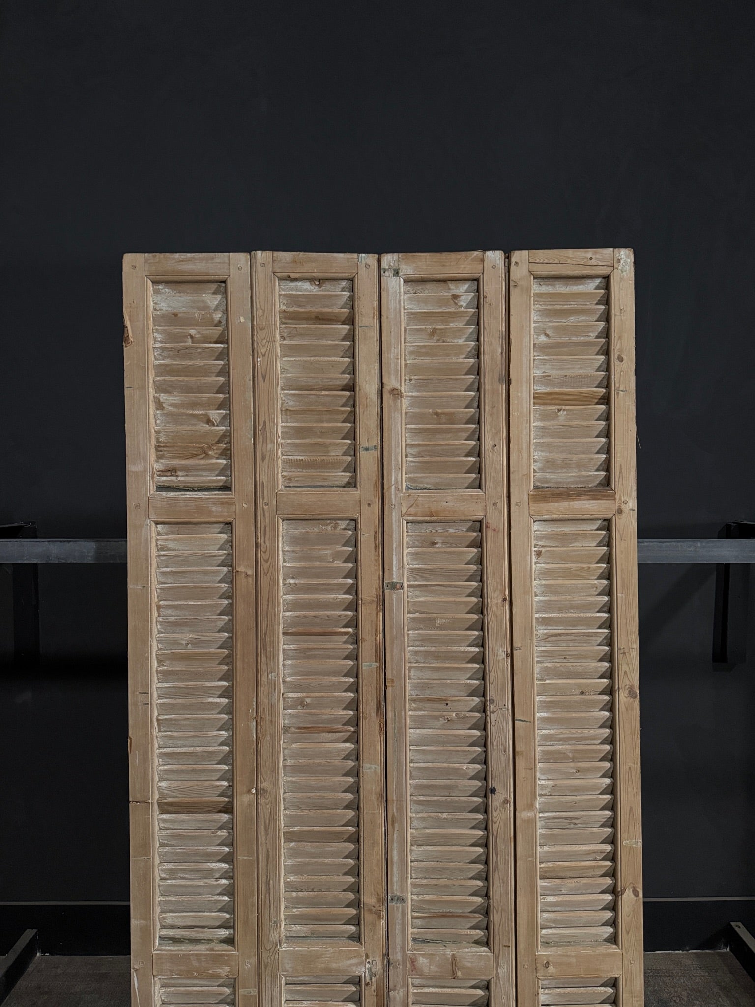 Antique Louvered 3 Panel Bi-Fold Doors - 44.25x85 - N301