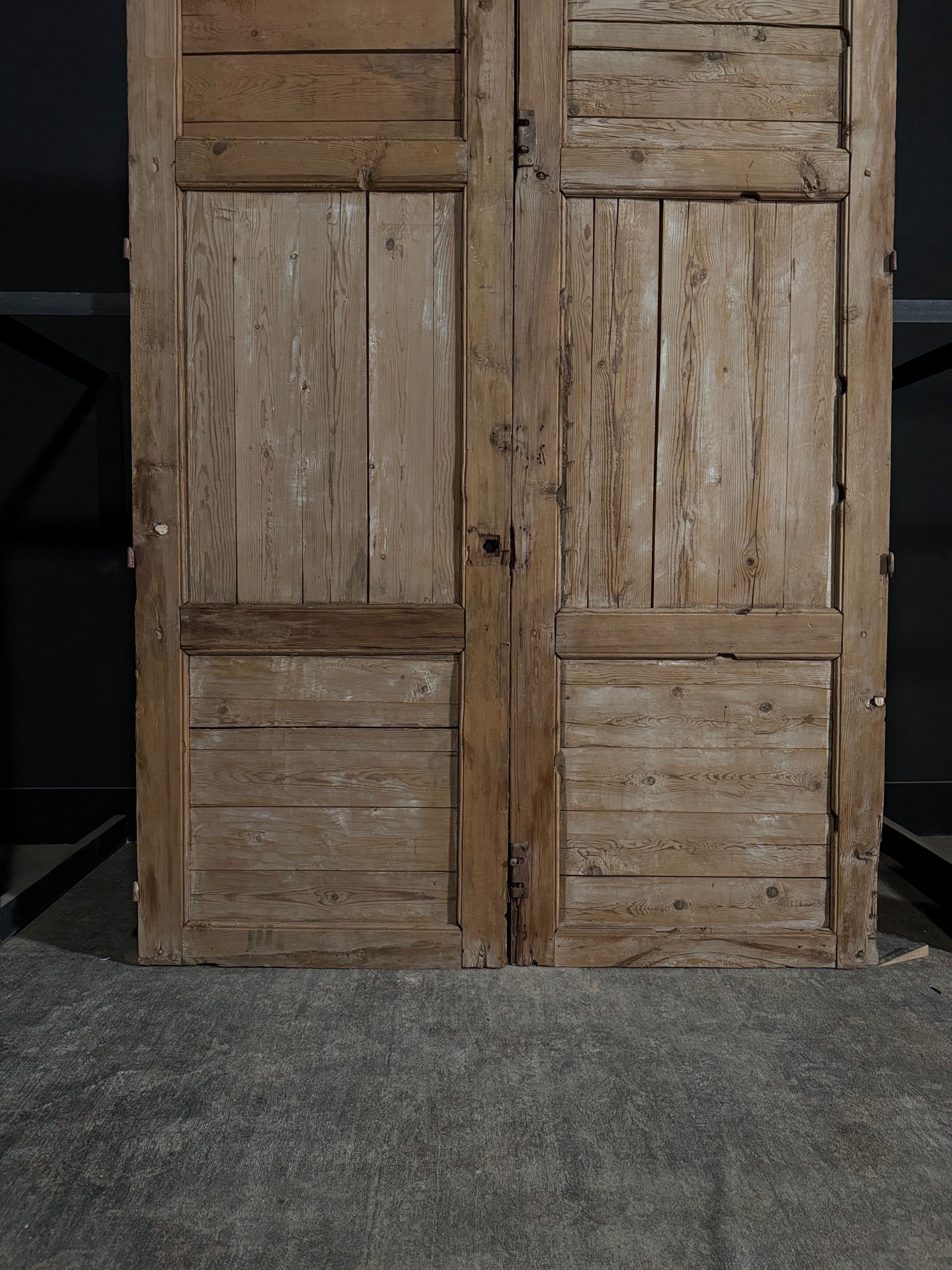 Antique Carved 3 Panel Double Doors - 66.25x101 - N273