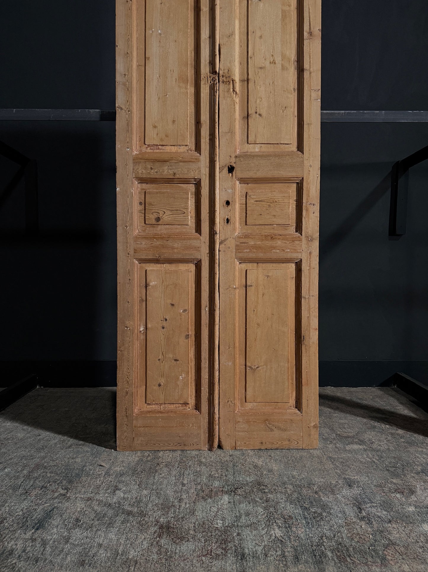 Antique Iron 3 Panel Double Doors - 35.5x90 - N12