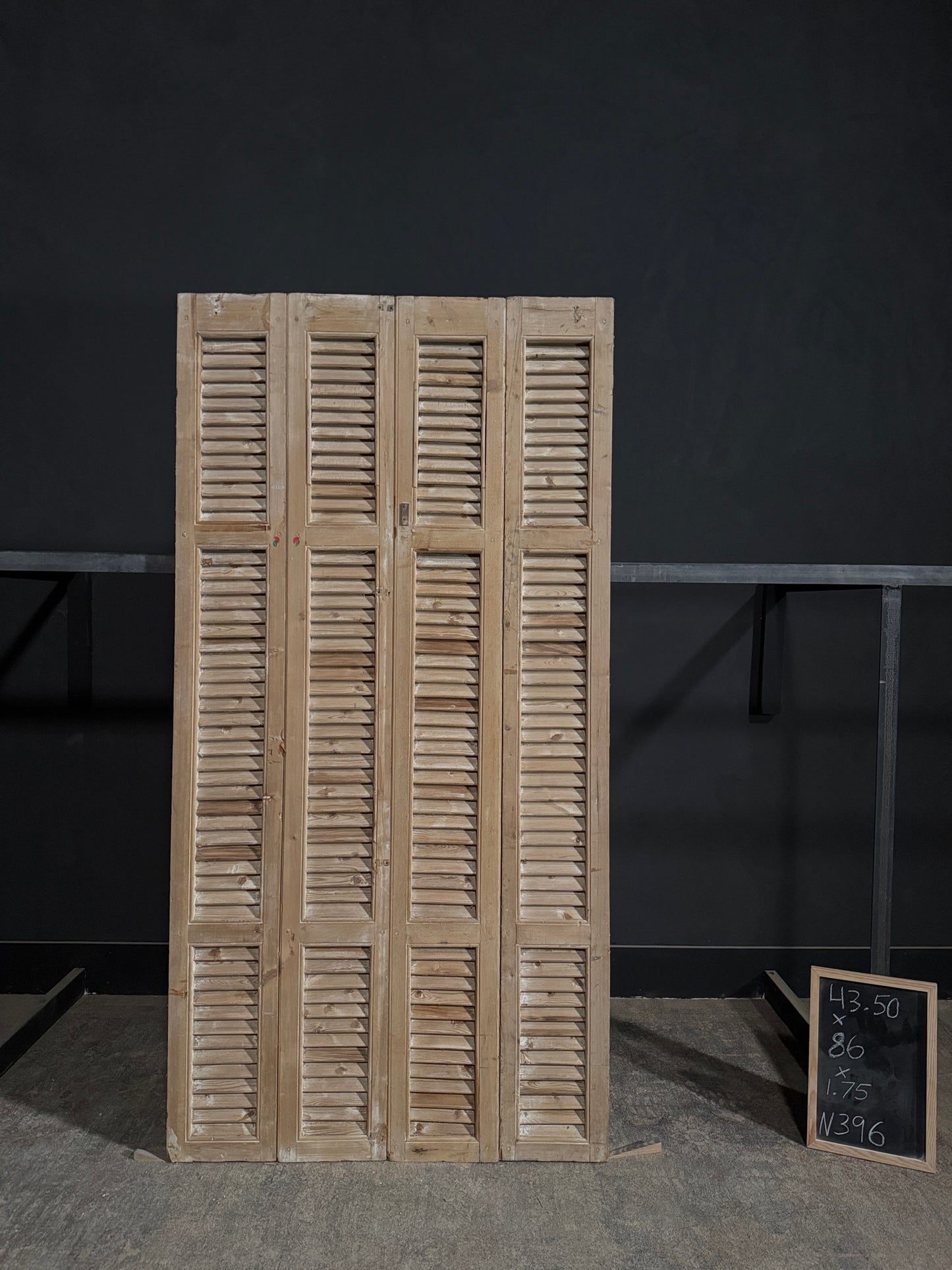 Antique Louvered 3 Panel Bi-Fold Doors - 43.5x86 - N396