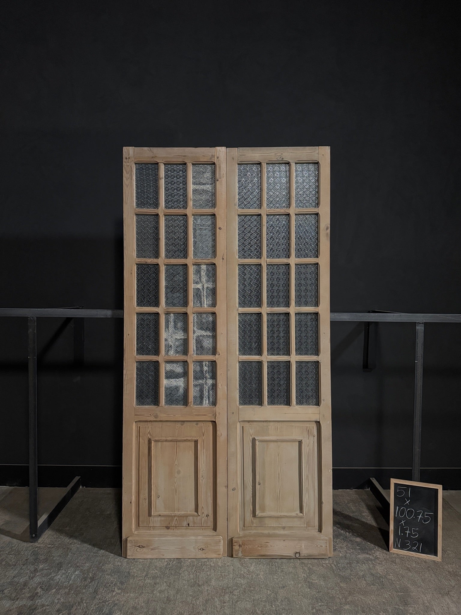 Antique Obscured Glass 15 Lite French Doors - 51x100.75 - N321