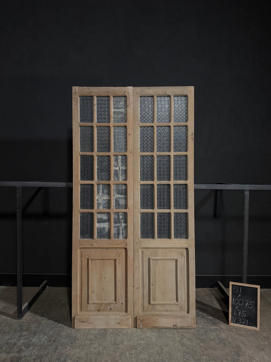 Antique Obscured Glass 15 Lite French Doors - 51x100.75 - N321