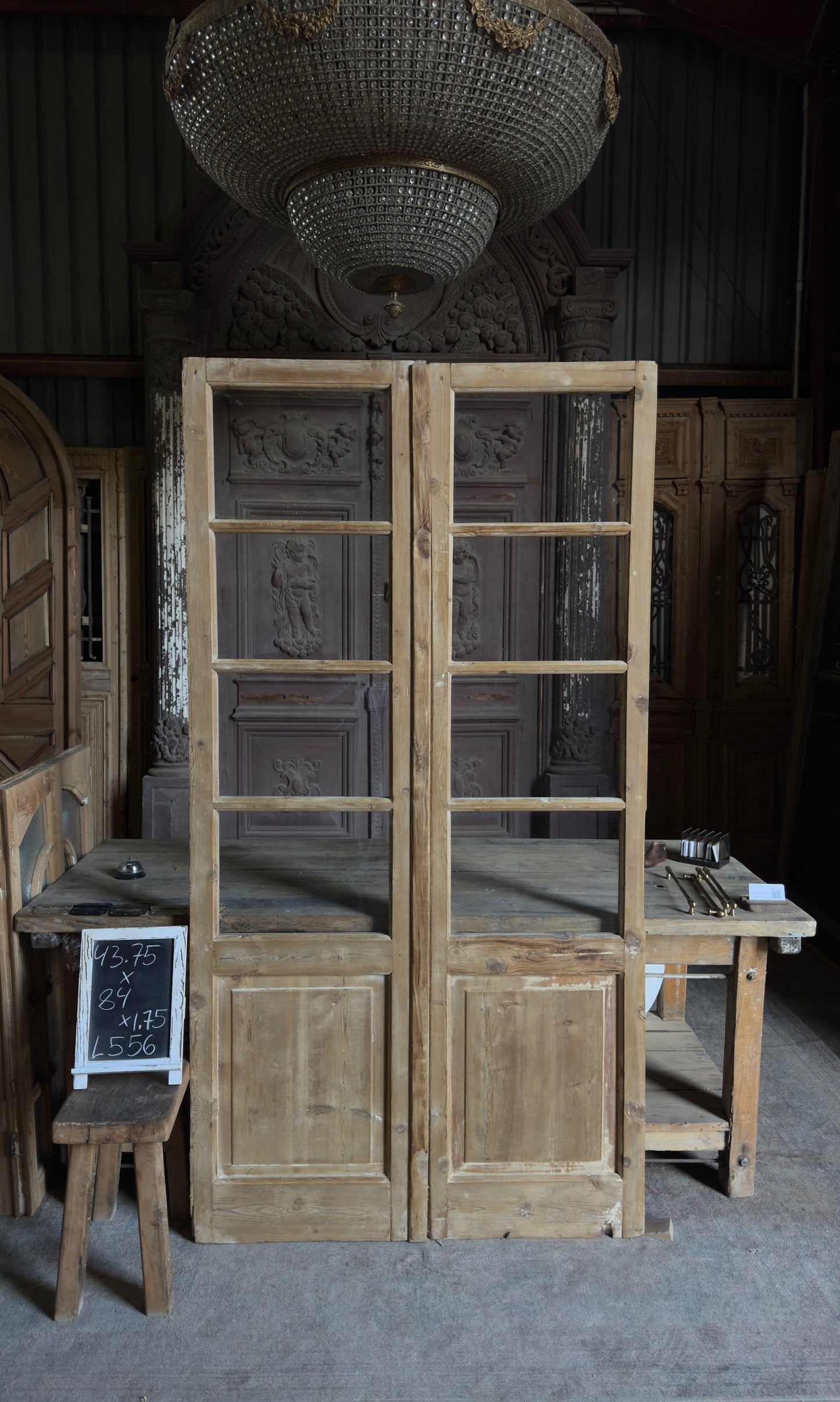 Antique Glass 8 Lite French Doors - 43.75x84 - L556
